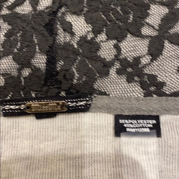 Miss Me Zip hoodie with lace design Grey & Black Jacket XS - Picture 6 of 9